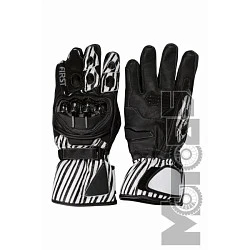 First M03 Racer Gloves мотоперчатки кожаные с защитой, город, черно-белый
