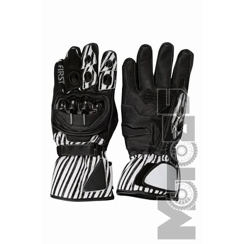 First M03 Racer Gloves мотоперчатки кожаные с защитой, город, черно-белый