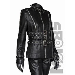 First L116CC Куртка женская кожаная удлиненная с тремя поясами