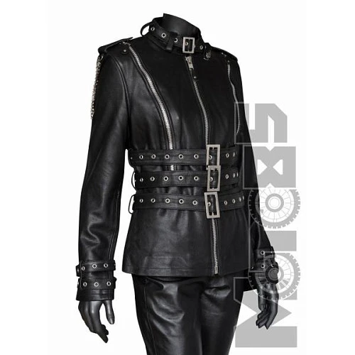 First L116CC Куртка женская кожаная удлиненная с тремя поясами