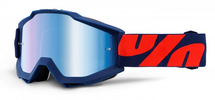 100% Accuri Raleigh/Mirror Blue Lens мотоочки, сине-красный, зеркальная синяя линза