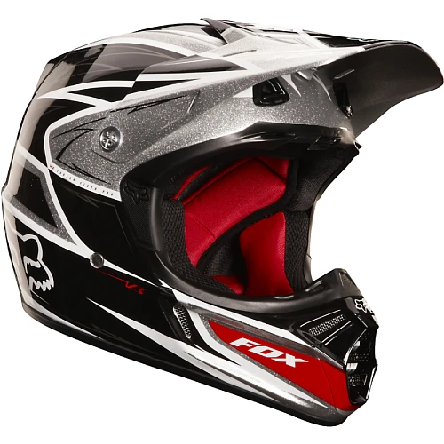 Fox Racing V3 Race шлем кроссовый, черно-серебристый