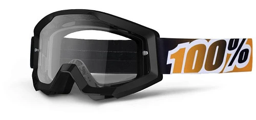 100% Strata Black Mandarina мотоочки черно-оранжевый, прозрачная линза