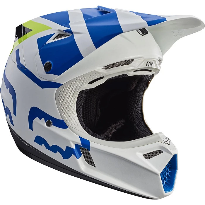 Fox Racing V3 Creo шлем кроссовый, бело-желто-синий
