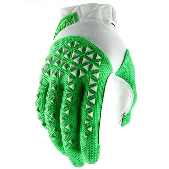 100% Airmatic Glove Silver/Fluo Lime мотоперчатки
