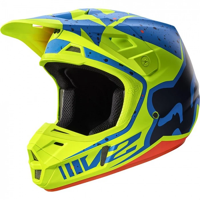 Fox Racing V2 Nirv шлем кроссовый, желто-синий