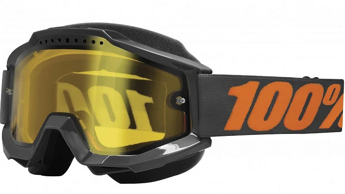 100% Accuri Snow Gunmetal/Yellow Vented Dual Lens w/Pins очки