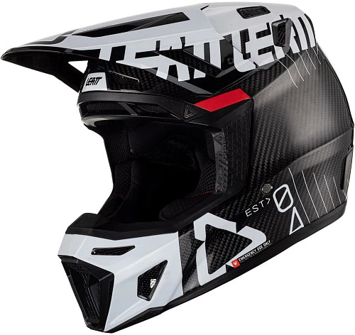 Leatt Kit Moto 9.5 Carbon V24 White шлем кроссовый + Velocity 6.5 мотоочки, белый