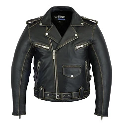 First M780CRO Косуха мужская, состаренная мягкая кожа 1.5мм, черный