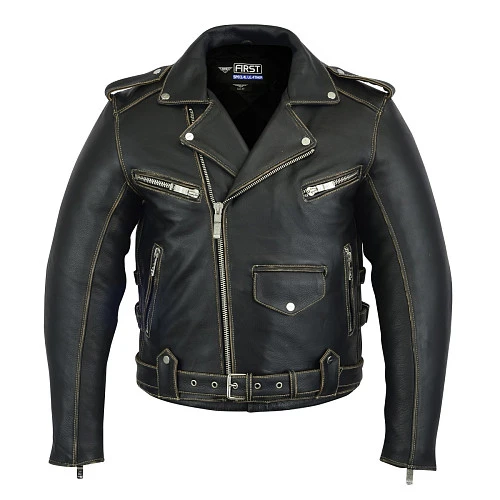 First M780CRO Косуха мужская, состаренная мягкая кожа 1.5мм, черный