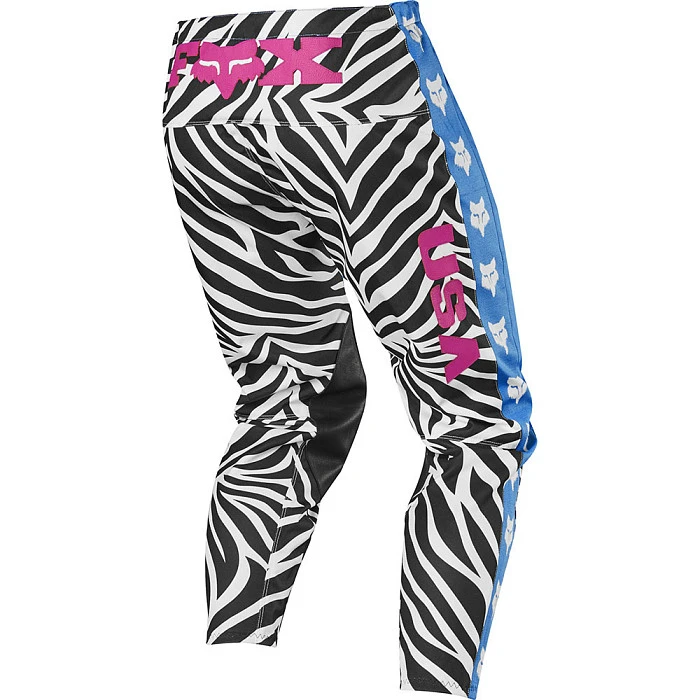 Fox Racing Retro Zebra LE мотоштаны, сине-белый