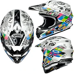 Shoei VFX-W Krack TC-10 шлем кроссовый, бело-желтый