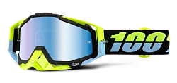 100% Racecraft Antigua Mirror Blue Lens мотоочки, черно-желтый, зеркальная синяя линза