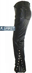 First L506 Кожаные брюки на заклепках, женские, черный