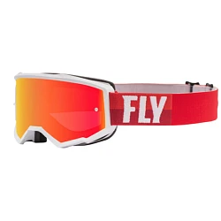 Fly Racing Zone 2021 мотоочки подростковые, бело-красный, оранжевая зеркальная линза