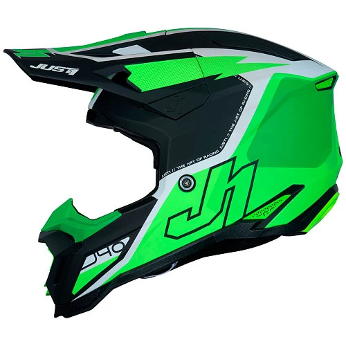 Just1 J40 Flash Fluo Green White Black шлем кроссовый, зелено-бело-черный