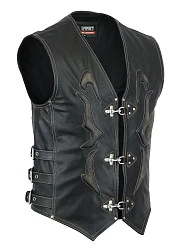 First V707 Жилет кожаный мужской с черепом