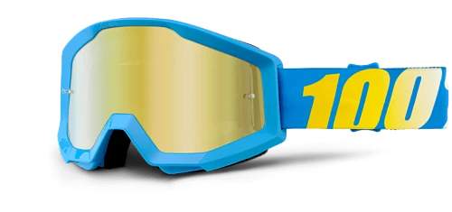 100% Strata Cyan Mirror Gold Lens мотоочки