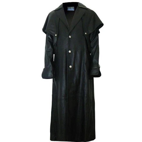 First M901 Плащ мужской кожаный удлиненный, на 3 пуговицах