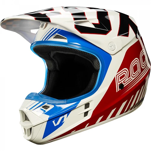 Fox Racing V1 Fiend шлем кроссовый, сине-красно-белый
