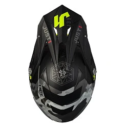 Just1 J39 Kinetic шлем кроссовый, черно-желтый камуфляж