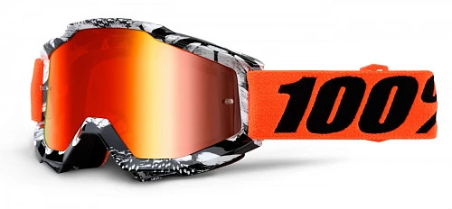 100% Accuri Voltaire/Mirror Red Lens мотоочки, красно-черный, красная линза