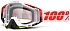 100% Racecraft Flush /Clear Lens мотоочки, красно-белый, прозрачная линза