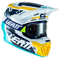 Leatt Kit Moto 7.5 V22 Aqua шлем кроссовый + Velocity 4.5 мотоочки
