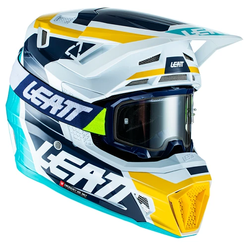 Leatt Kit Moto 7.5 V22 Aqua шлем кроссовый + Velocity 4.5 мотоочки