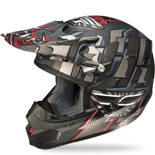 Fly Racing Kinetic Dash шлем подростковый, черно-серебристый матовый