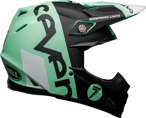Bell Moto-9 Flex Seven Galaxy Matte Black/Mint/White шлем кроссовый