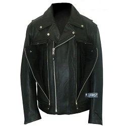 First M244 Куртка косуха мужская кожаная с вентиляцией, черный