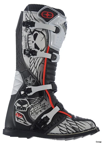 Мотоботы No Fear Moto-X Attack Energy (черно-белые)