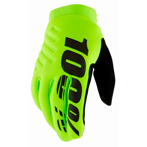 100% Brisker 2025 Fluo Yellow/Black мотоперчатки, желто-черный