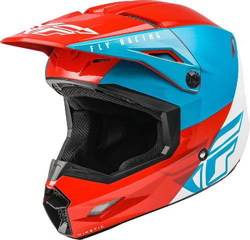 Fly Racing Kinetic Straight Edge шлем кроссовый, красно-бело-синий