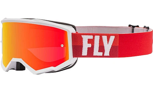 Fly Racing Zone 2020 мотоочки, бело-красный, красная зеркальная линза