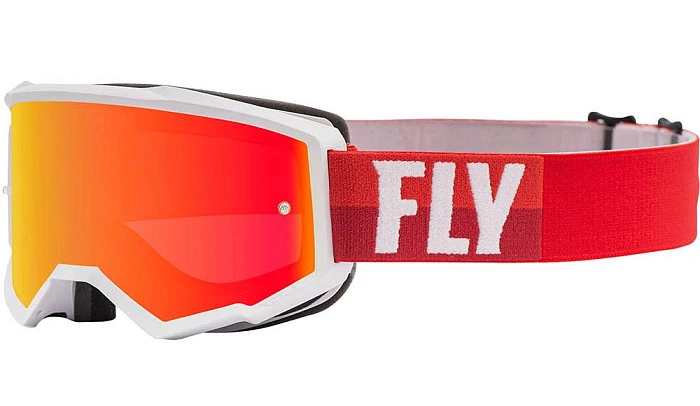 Fly Racing Zone 2020 мотоочки, бело-красный, красная зеркальная линза