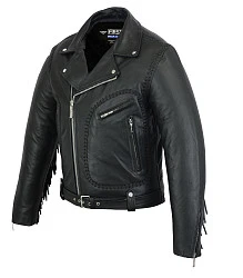 First M784 Косуха кожаная с плетением и бахромой