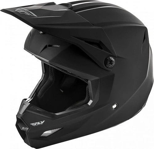 Fly Racing Elite Solid шлем кроссовый, черный матовый