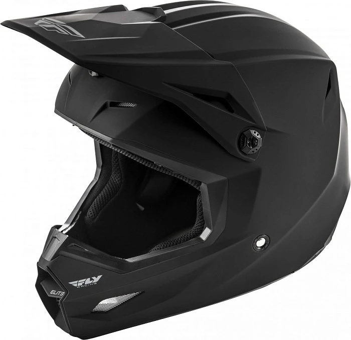Fly Racing Elite Solid шлем кроссовый, черный матовый