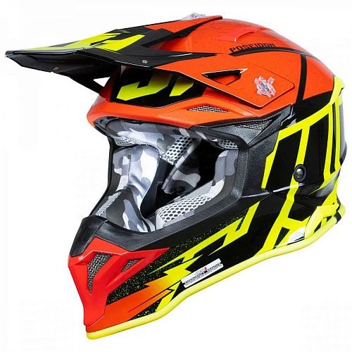 Just1 J39 Poseidon Fluo Yellow Red Black шлем кроссовый