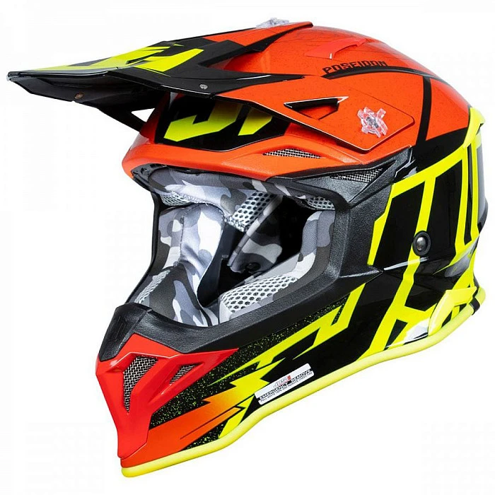 Just1 J39 Poseidon Fluo Yellow Red Black шлем кроссовый