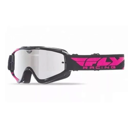 Fly Racing Zone 2016 мотоочки подростковые, розово-черный, серая зеркальная линза