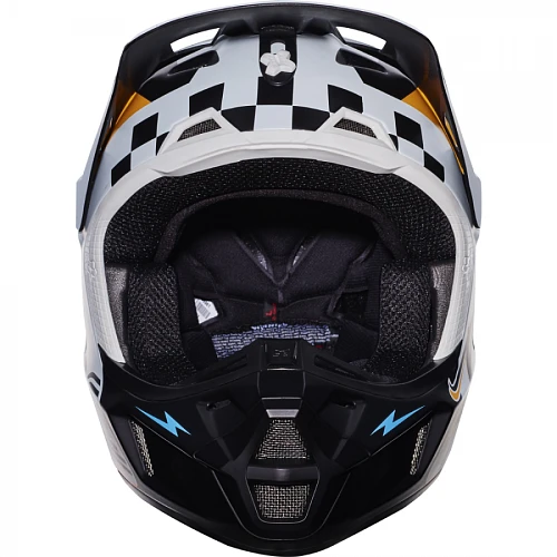 Fox Racing V2 Rohr White шлем кроссовый, бело-оранжево-голубой