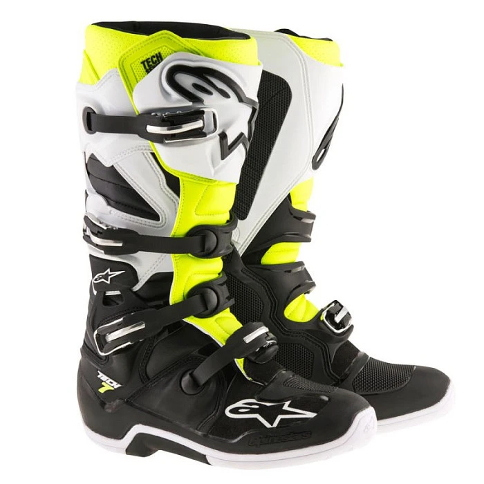 Alpinestars Tech 7 мотоботы кроссовые, черно-бело-желтый