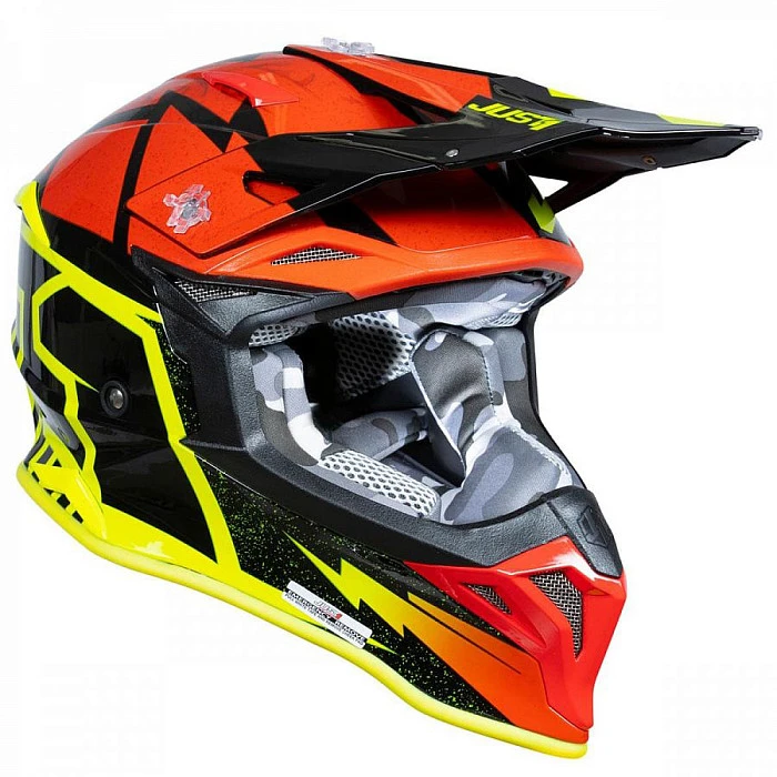 Just1 J39 Poseidon Fluo Yellow Red Black шлем кроссовый