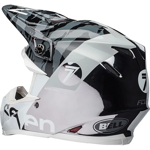 Bell Moto-9 Flex Seven Zone Gloss Black White Chrome шлем кроссовый