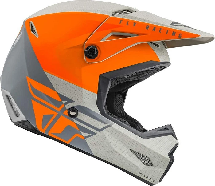 Fly Racing Kinetic Straight Edge шлем кроссовый, оранжево-серый матовый