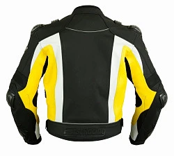 First Mach-2 YEL кожаная мотокуртка с защитой, черно-желтый