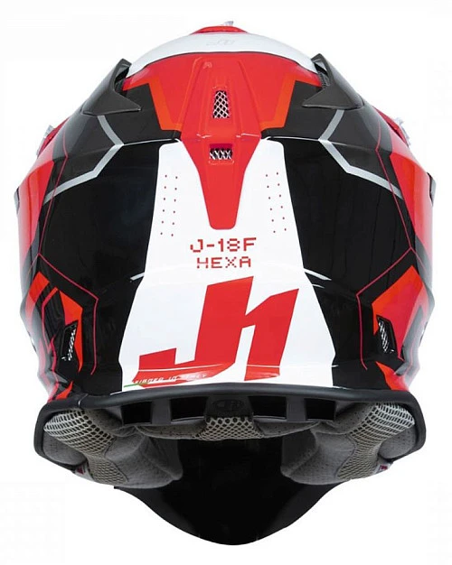 Just1 J18 Hexa White Fluo Red Black шлем кроссовый